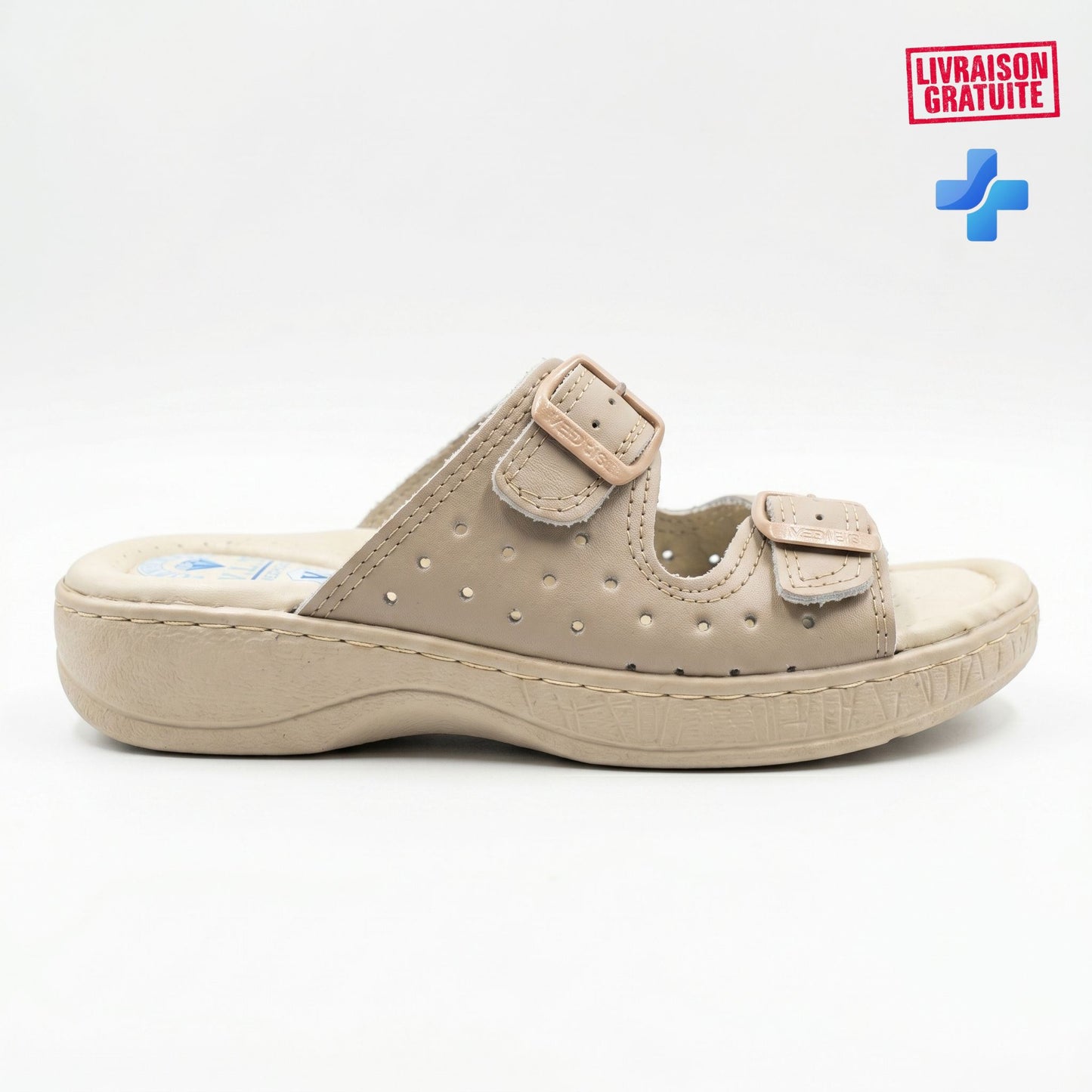 Sandales cuir femme orthopédiques - détail boucle réglable