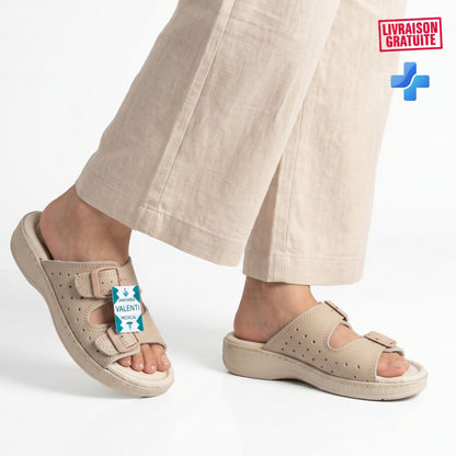 Sandales orthopédiques femme vue de côté - cuir respirant