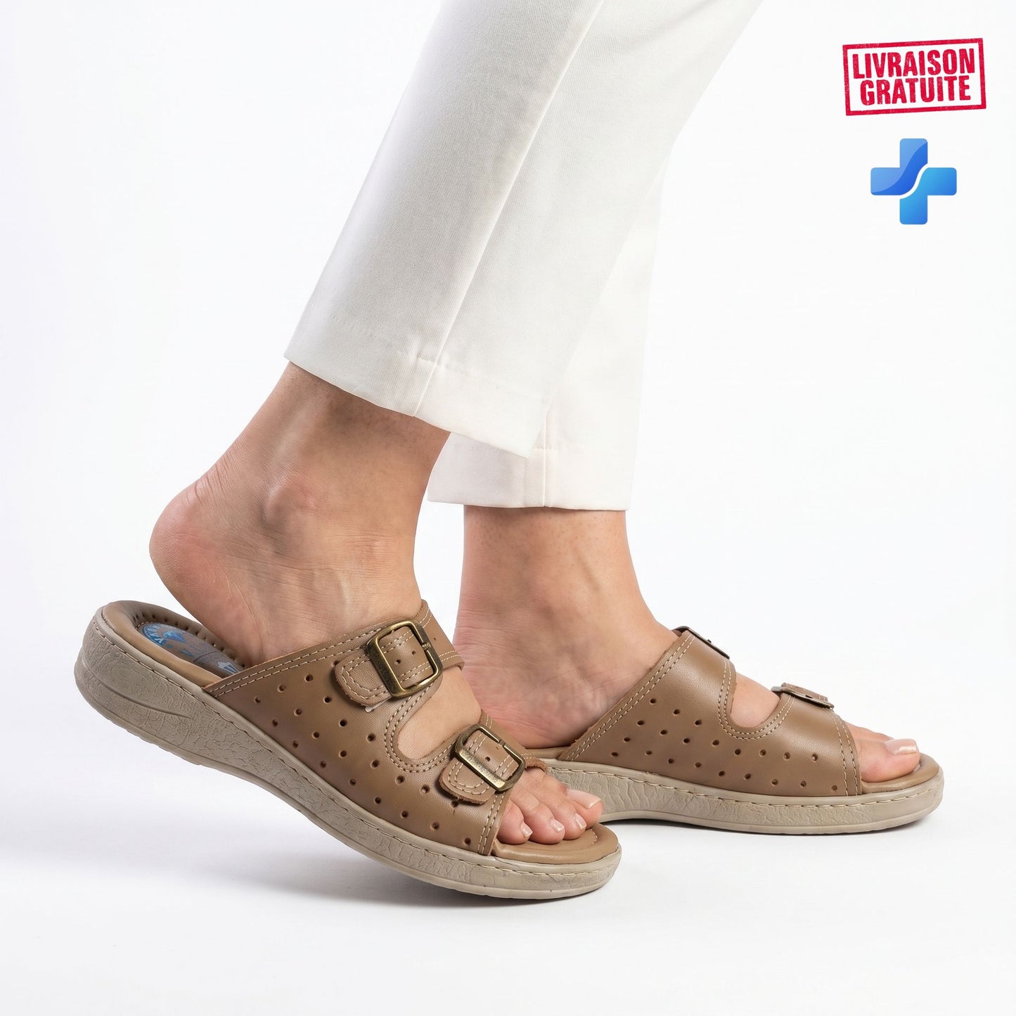 Sandales femme boucles réglables - maintien optimal du pied