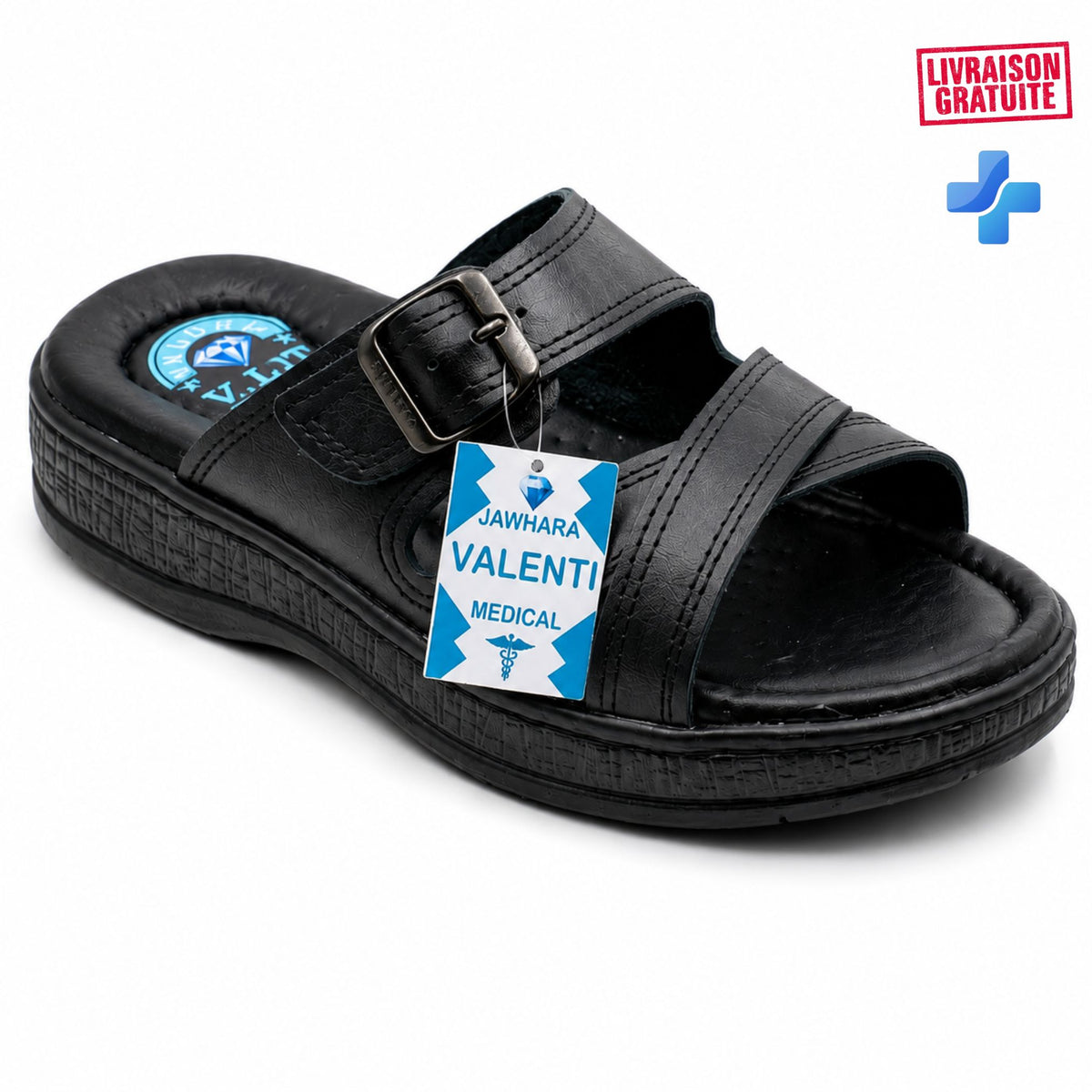 Sandales médicales pour femme BAJO SHOES en cuir souple avec semelle confortable et boucles réglables, chaussures respirantes.