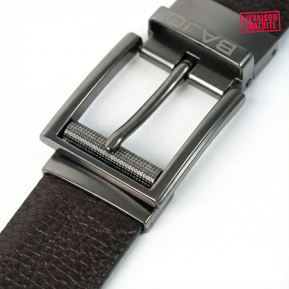 Ceinture Homme Réversible Cuir Véritable – Double Face Noir & Marron - BAJO SHOES