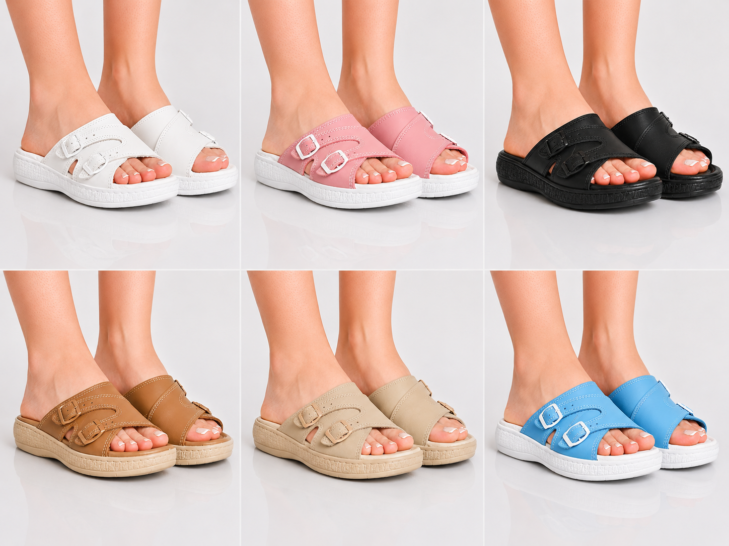 Collage de mules ouvertes multicolores