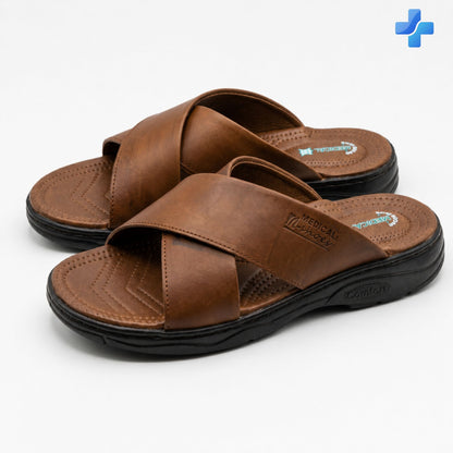 Sandale confort homme cuir brides croisées maintien plantaire – Bajo Shoes