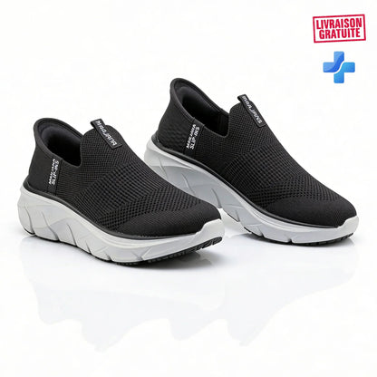 BAJO SHOES Baskets Médicales Femme Slip-in noir – paire vue alternative – Marjana Slip-Ins – semelle blanche légère – confort absolu toute la journée – BAJO SHOES