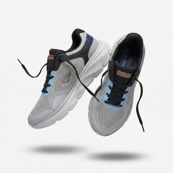 BAJO SHOES Chaussures de Sport Homme noir – détail talon arrière – SR-Sport S-Fashion Slip-Ins – mesh respirant – semelle grise ergonomique – BAJO SHOES