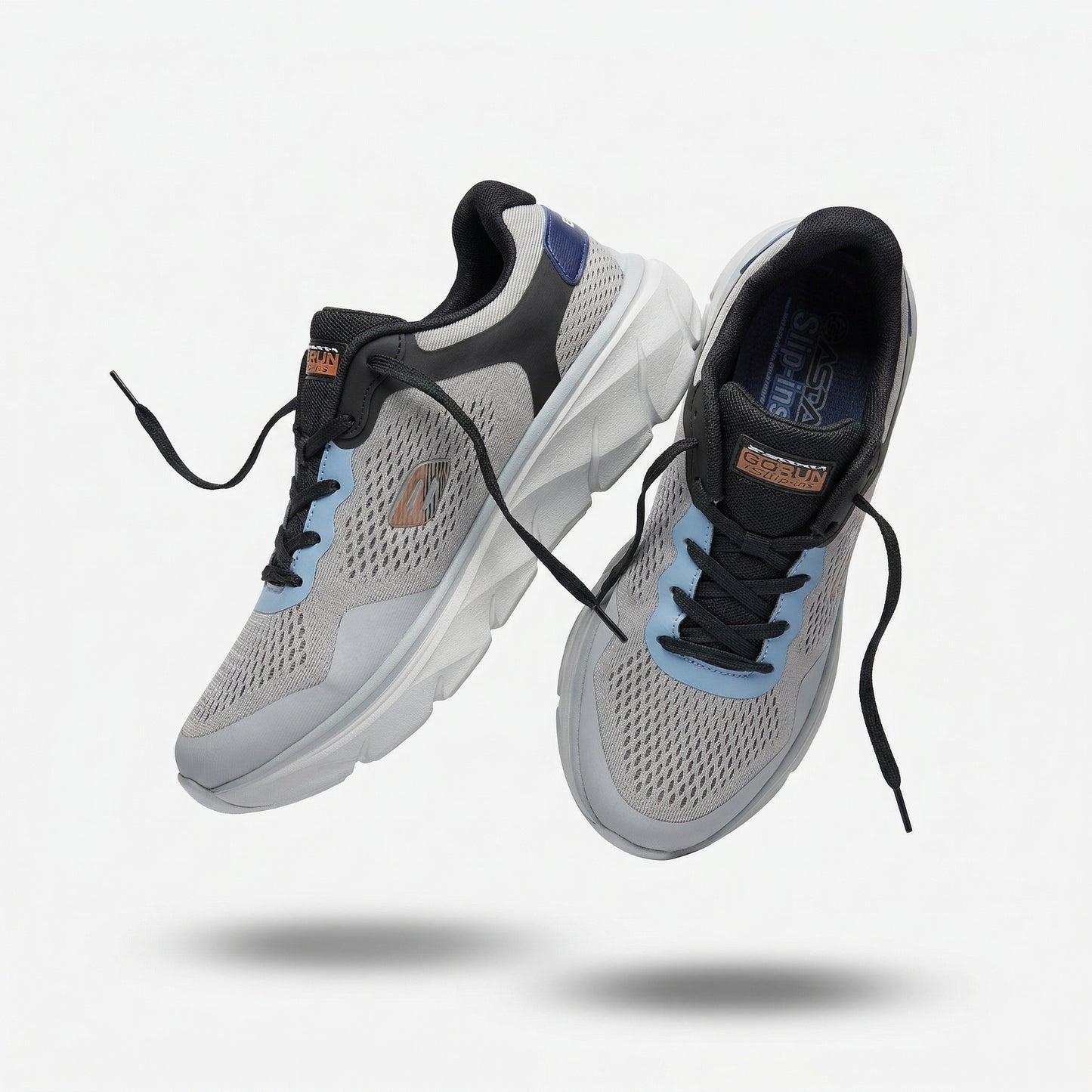 BAJO SHOES Chaussures de Sport Homme noir – détail talon arrière – SR-Sport S-Fashion Slip-Ins – mesh respirant – semelle grise ergonomique – BAJO SHOES