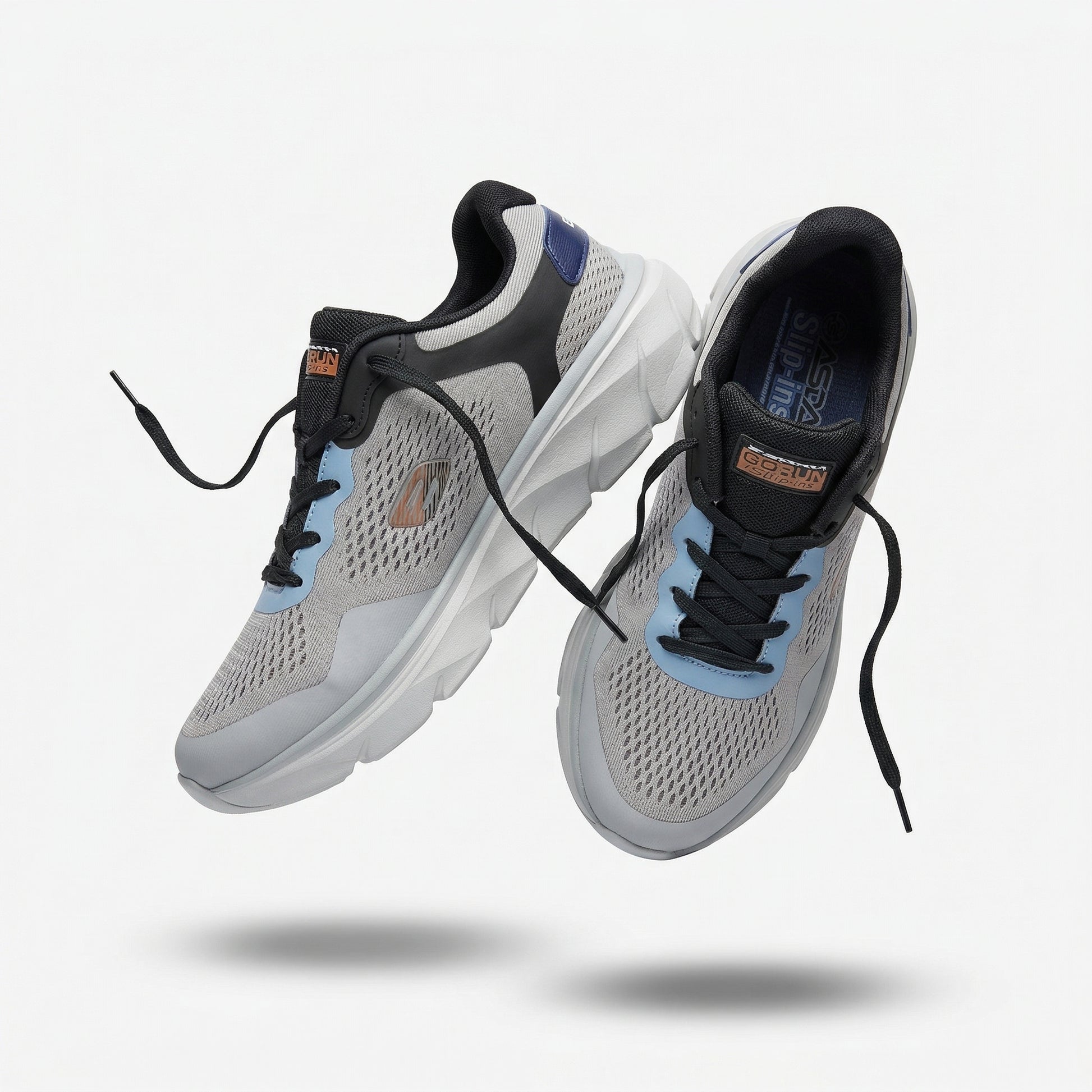 BAJO SHOES Chaussures de Sport Homme noir – détail talon arrière – SR-Sport S-Fashion Slip-Ins – mesh respirant – semelle grise ergonomique – BAJO SHOES
