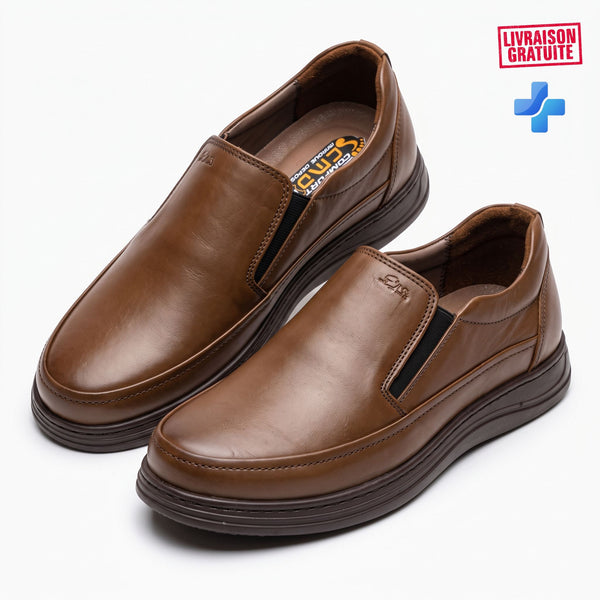 Chaussure homme cuir premium confortable avec semelle médicale - détail produit