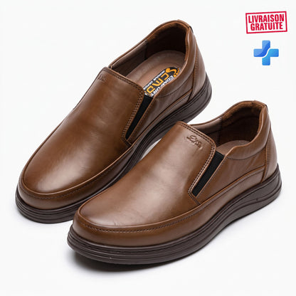Chaussure homme cuir premium confortable avec semelle médicale - détail produit