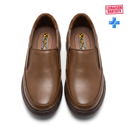Chaussures ville homme en cuir premium avec semelle médicale - paire vue de face