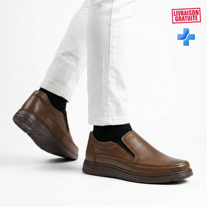 Chaussures homme cuir premium portées - confort quotidien et semelle médicale