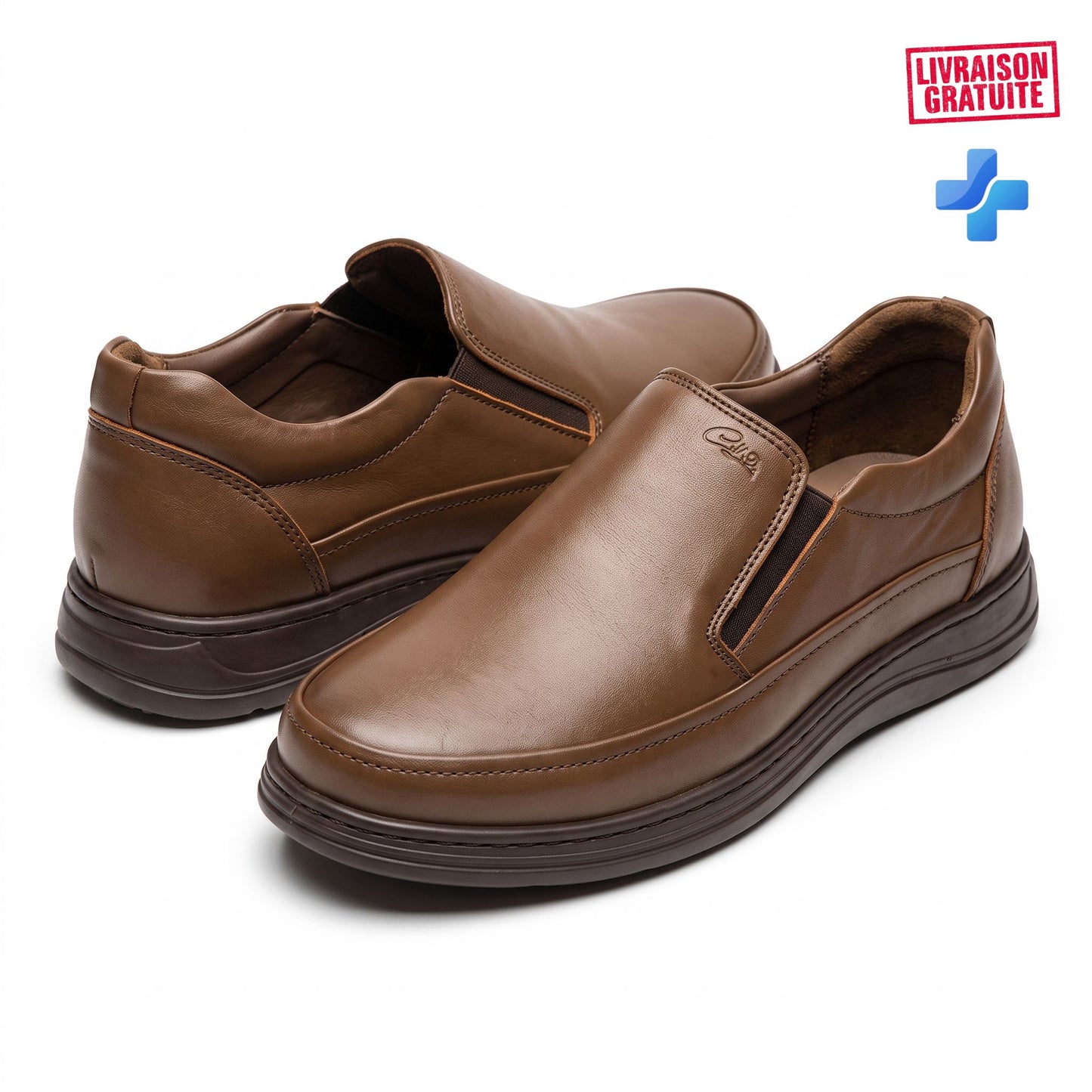 Chaussures ville homme cuir premium semelle médicale - vue en angle