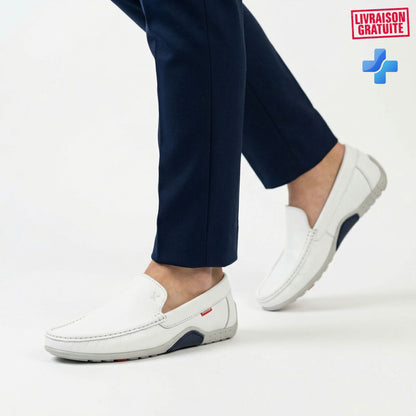 Mocassins cuir grainé homme – Vue principale semelle ergonomique médicale confort bureau BAJO