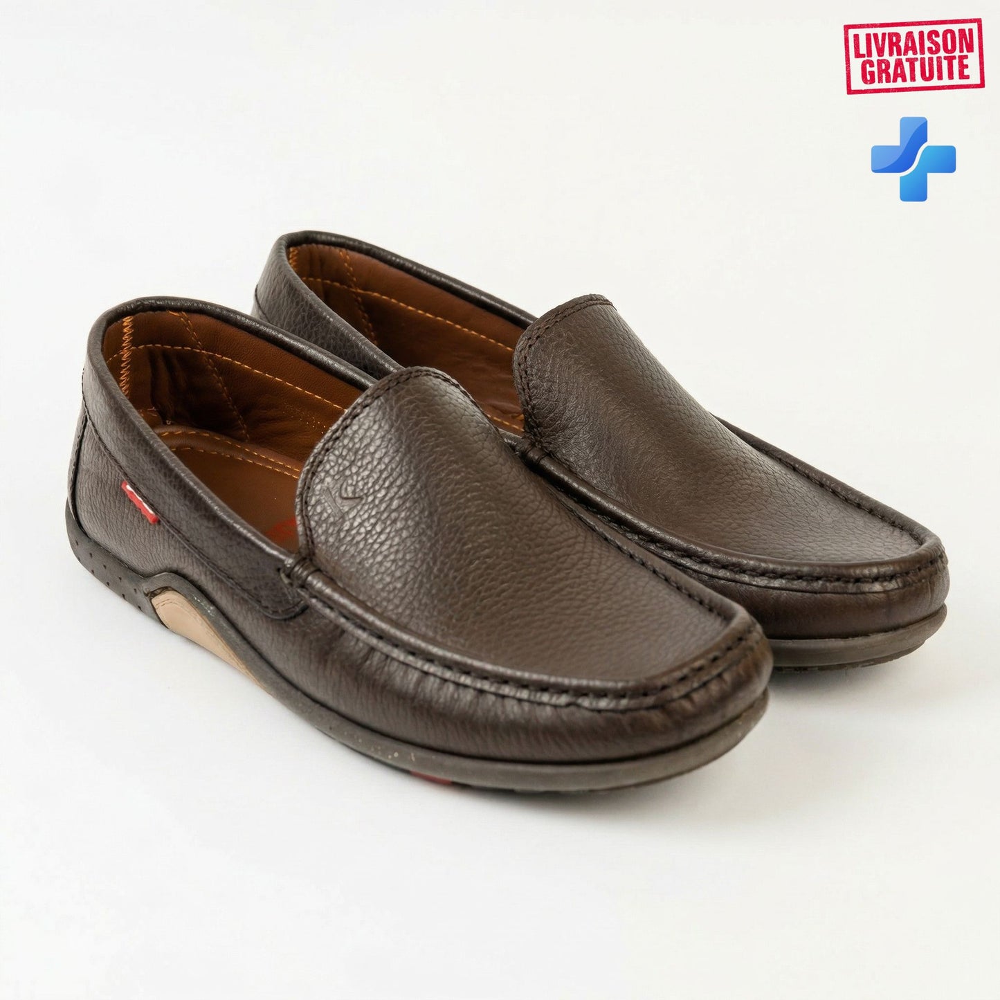 Mocassins cuir grainé homme – Confort absolu élégant polyvalent bureau et sorties BAJO