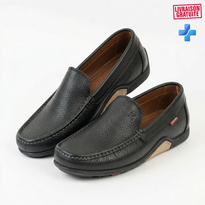 Mocassins cuir grainé homme style élégant – Design polyvalent bureau et sorties décontractées BAJO