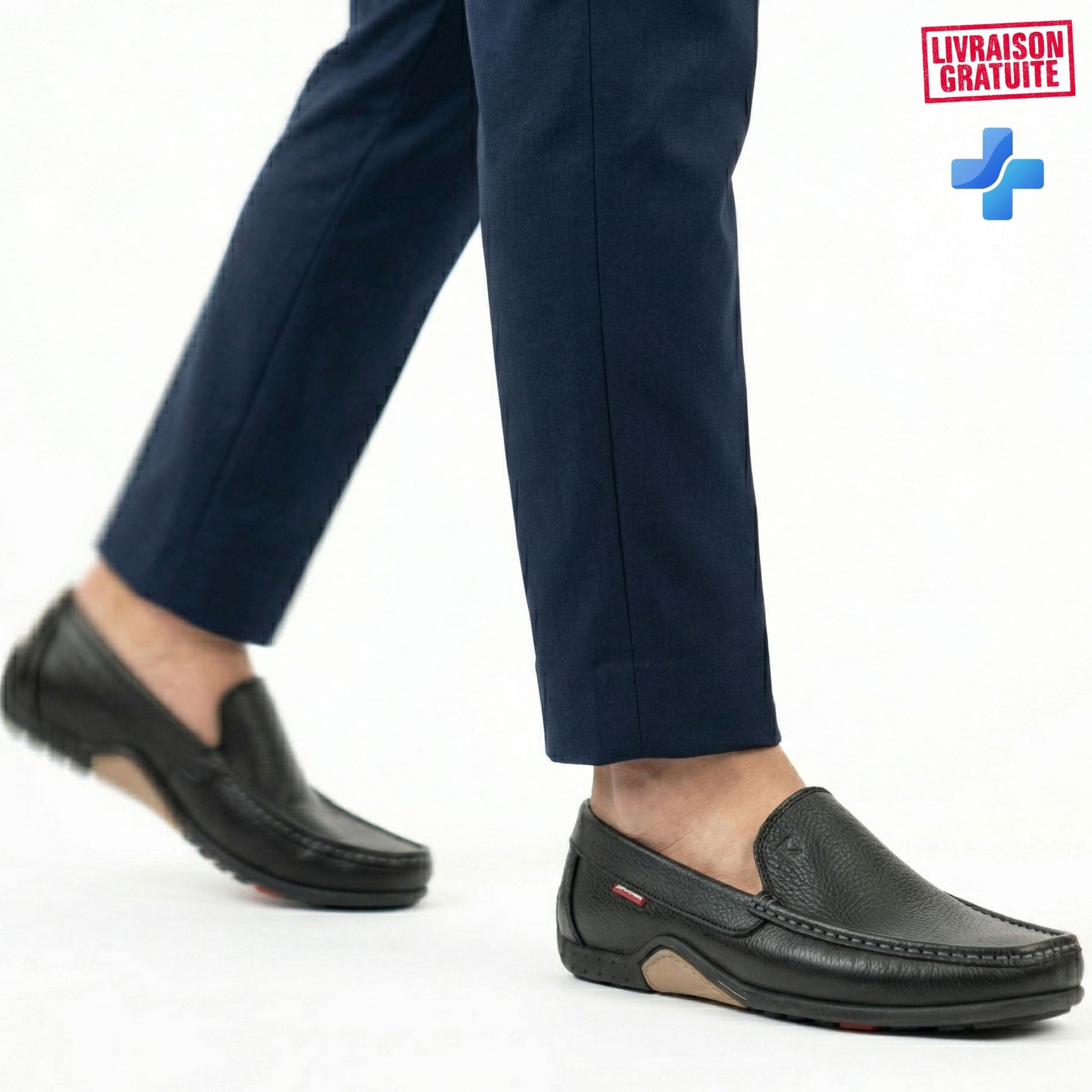 Mocassins cuir grainé homme coloris marron – Confort absolu longues journées BAJO