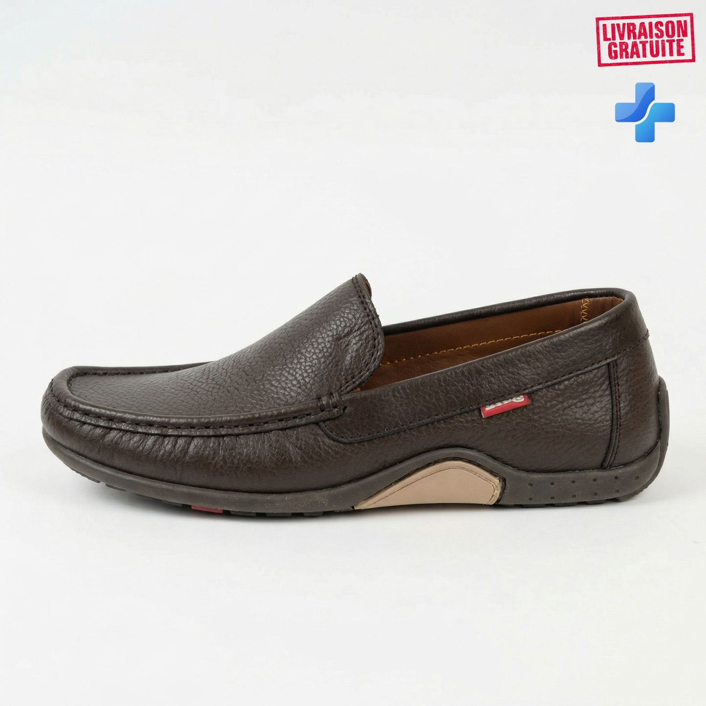 Mocassins cuir grainé homme coloris blanc – Design polyvalent sorties décontractées BAJO