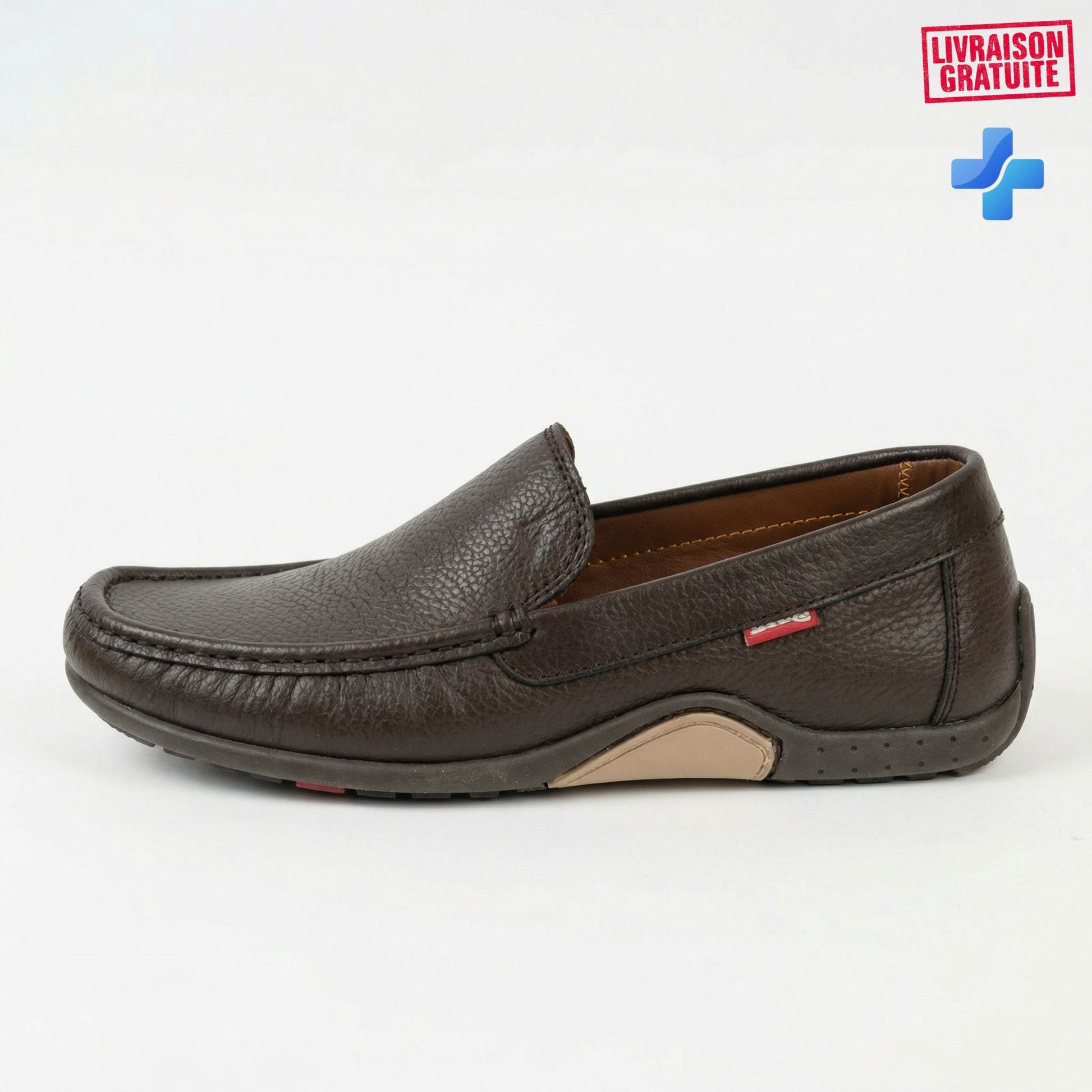 Mocassins cuir grainé homme coloris blanc – Design polyvalent sorties décontractées BAJO