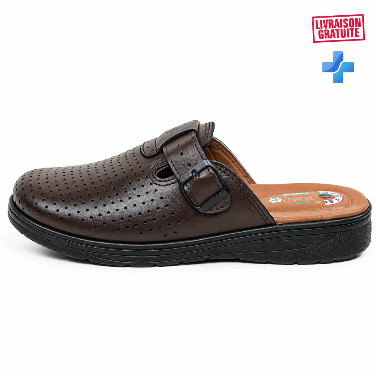 Sabot orthopédique homme marron avec bride à boucle – modèle 04