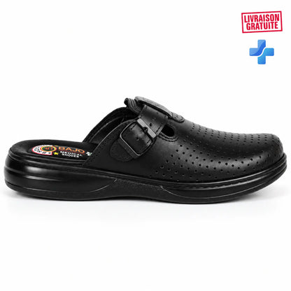 Sabot orthopédique homme noir avec bride à boucle – modèle 04