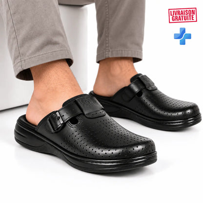 Sabot infirmier homme noir perforé à boucle – modèle 04