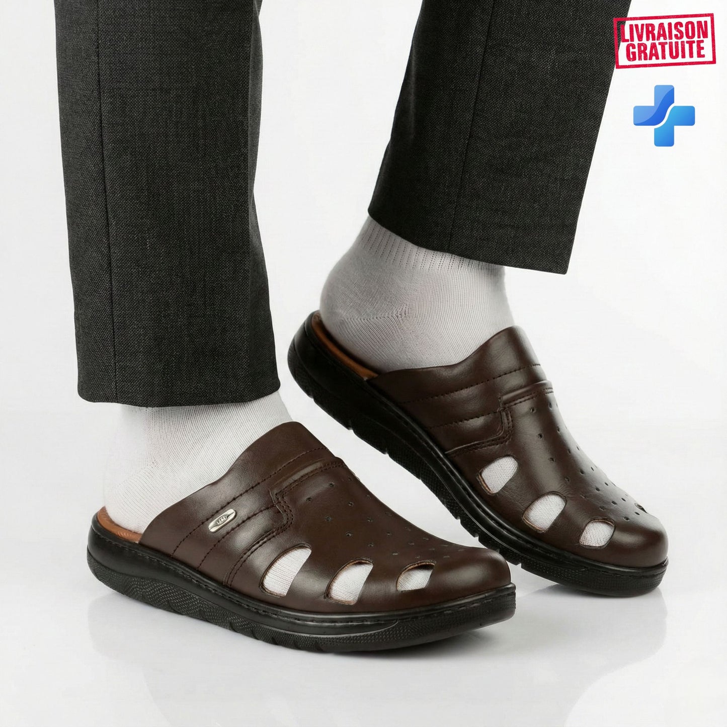 Sabot médical homme cuir – Matière souple et respirante usage professionnel quotidien BAJO