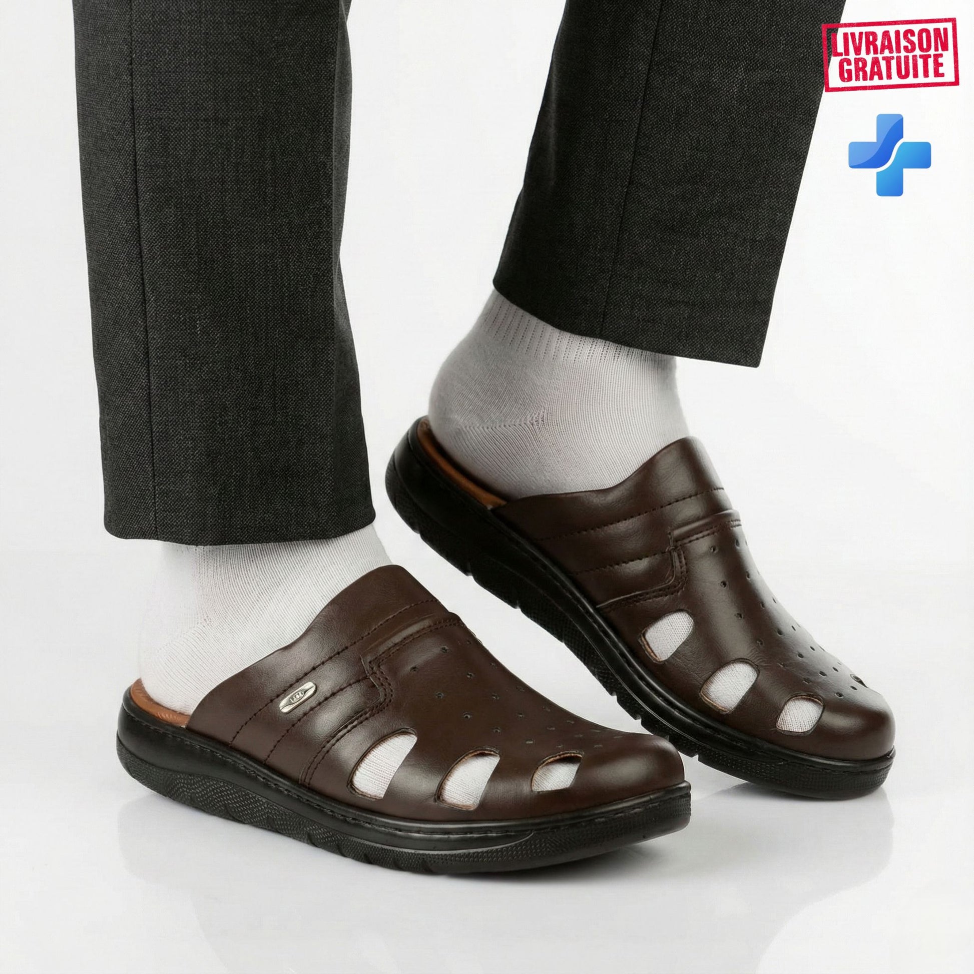 Sabot médical homme cuir – Matière souple et respirante usage professionnel quotidien BAJO