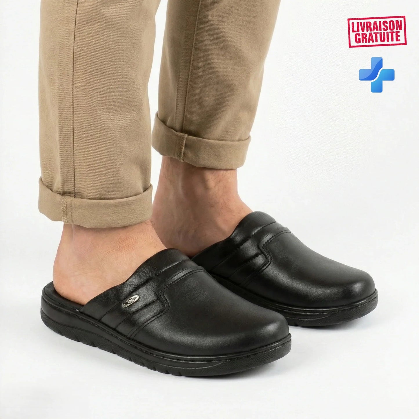 Sabot Médical Homme en Cuir Véritable – Confort Premium (017) - BAJO SHOES
