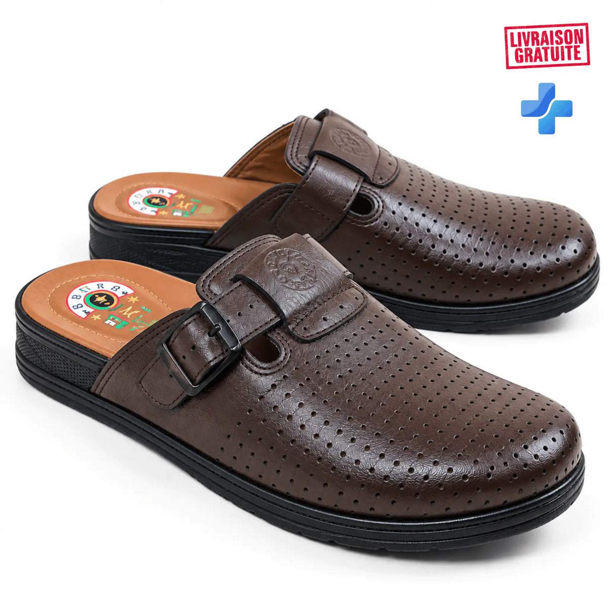 Sabot médical homme marron confortable avec semelle épaisse – modèle 04