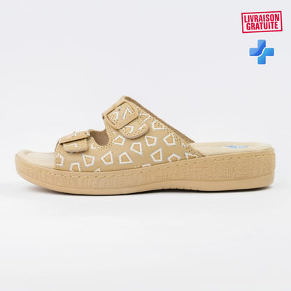 Sandales en cuir pour femme à confort médical – Semelle anti-fatigue, 2 boucles ajustables – Modèle 700