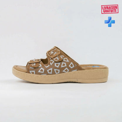 Sandales médicales femme cuir marron - Vue profil côté - BAJO SHOES 700